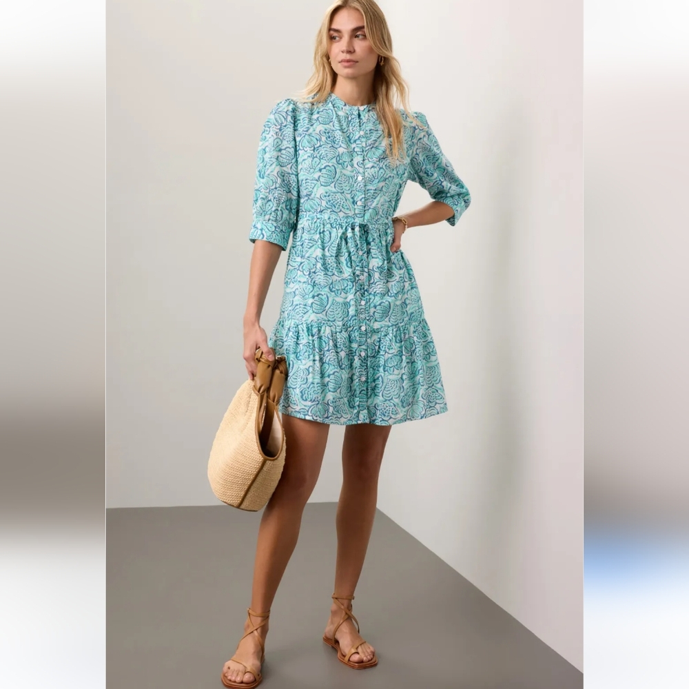 Banjanan Aqua Floral Tiered Summer Dress